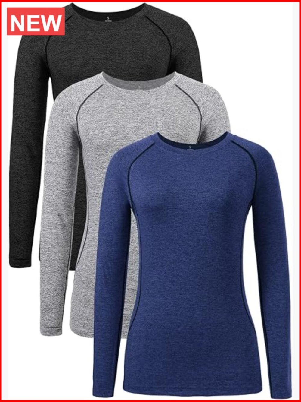 3 Pack Dry Fit Long Sleeve Crew Neck Tees for Women Moisture Wicking UPF50+